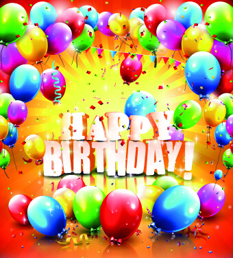 happy birthday colored balloon creative background