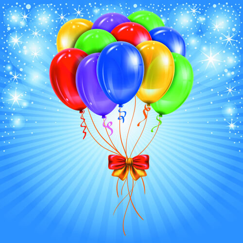 happy birthday colorful balloons background set