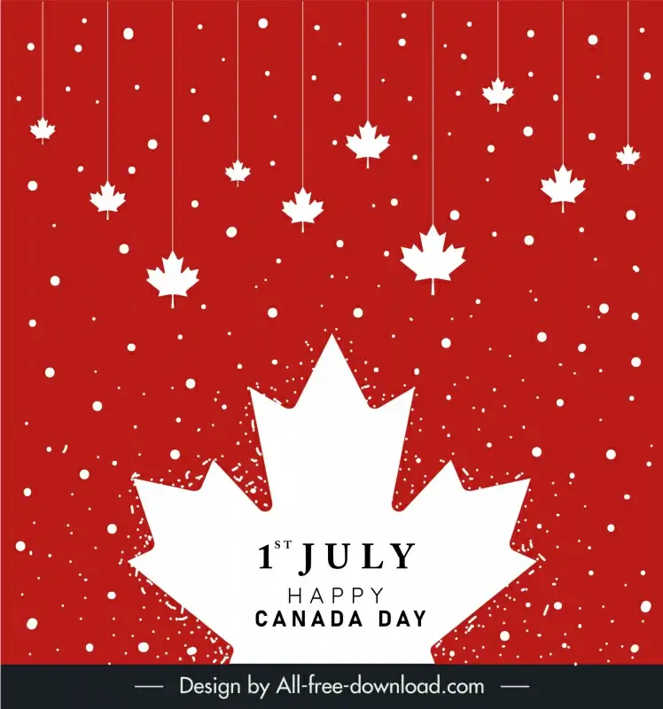 happy canada day poster template flat maple leaf sketch classic design 
