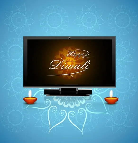 happy diwali beautiful card vector background