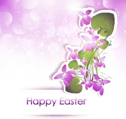 happy easter flower shiny background vector