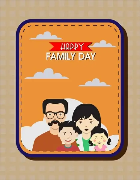 happy family day banner in colored flat design