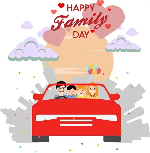 happy family day theme human in car design
