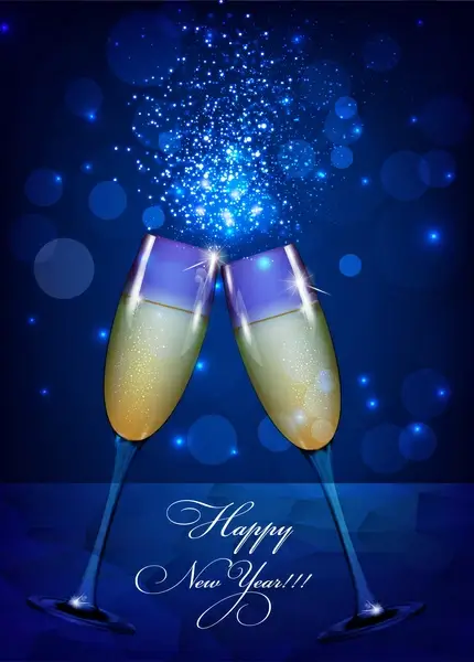 happy new year background with wine glass