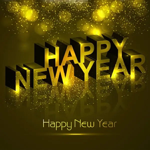 happy new year shiny text reflection colorful background vector