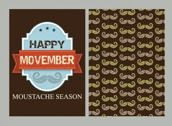 happy november banner mustached repeating background