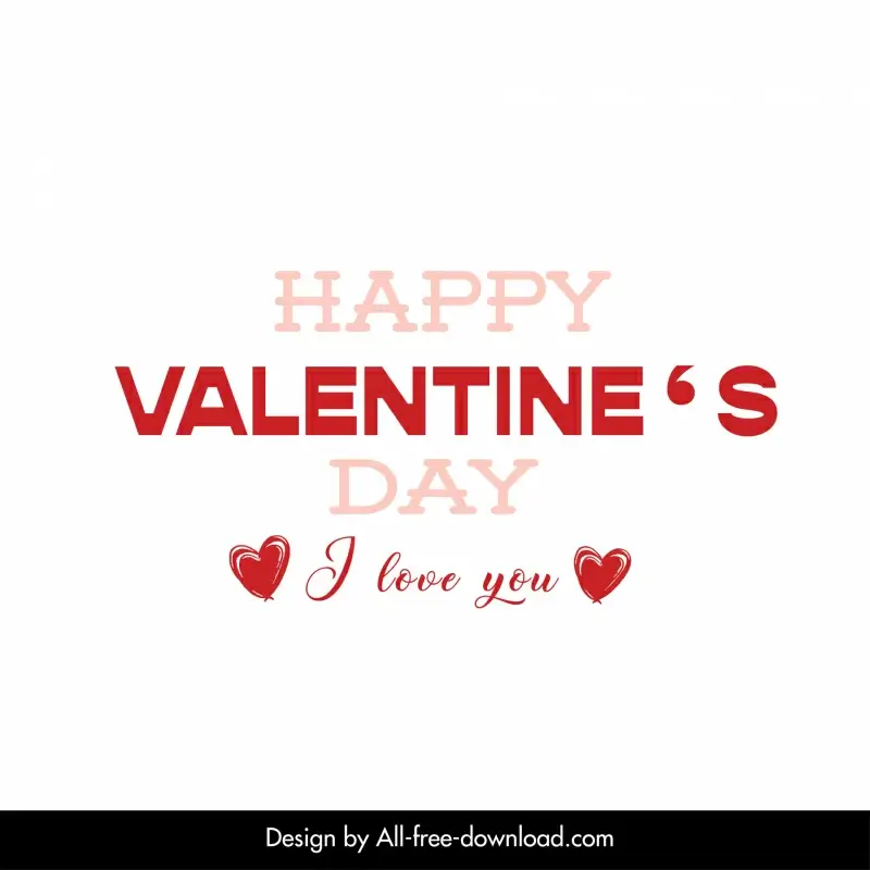 happy valentine day i love you typography backdrop template elegant texts hearts decor