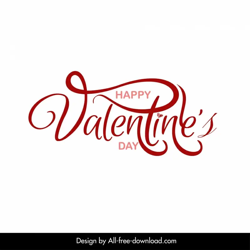 happy valentine day typography template red calligraphic texts decor
