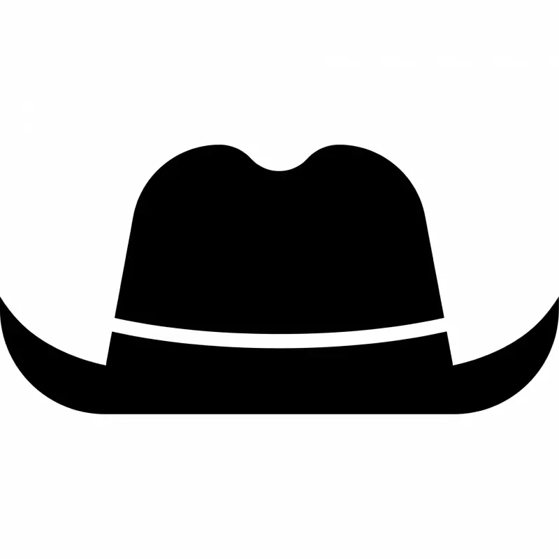 hat cowboy sign icon flat silhouette sketch symmetric design