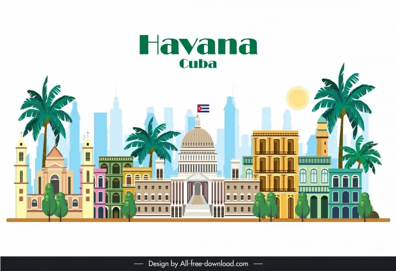 havana city advertising banner ancient architectures
