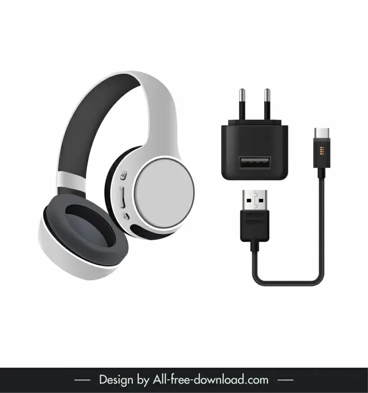 headsets box packaging design elements modern headphone sketch realistic 3d
