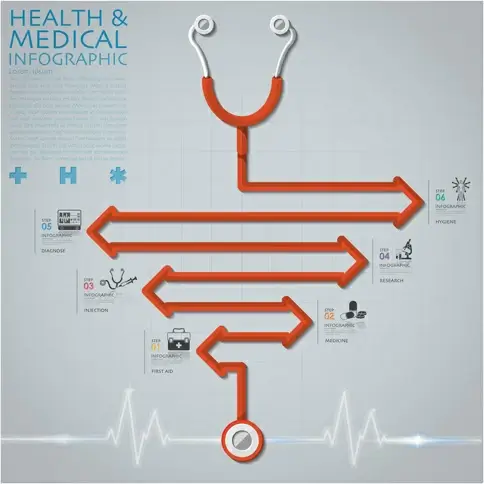 health and medical infographic with stethoscope vector