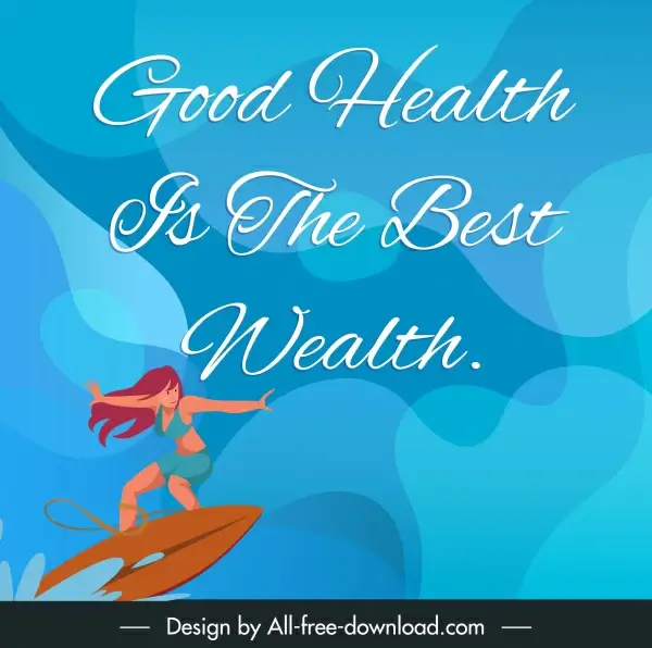health quotation banner template dynamic surfing girl sketch