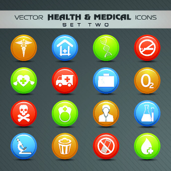 health with medical icons vecttor set