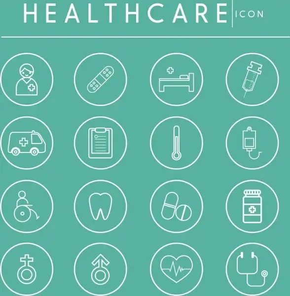 healthcare design elements flat icons sketch
