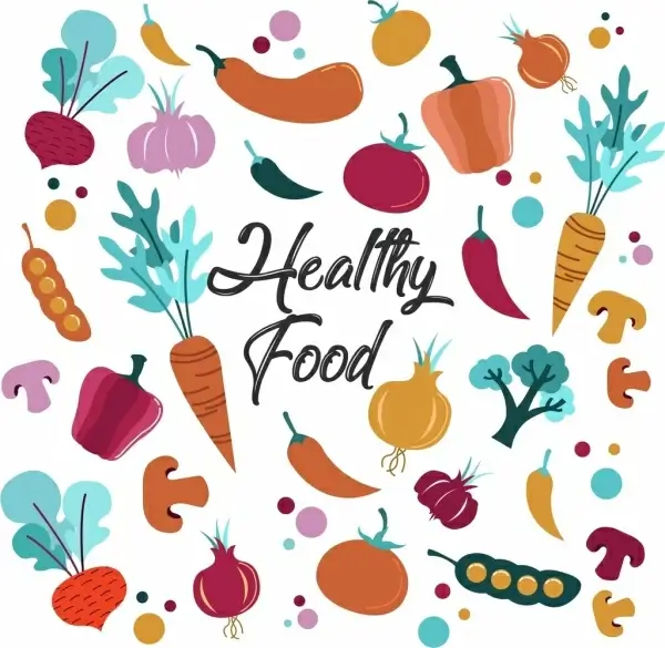 healthy food background multicolored icons decor