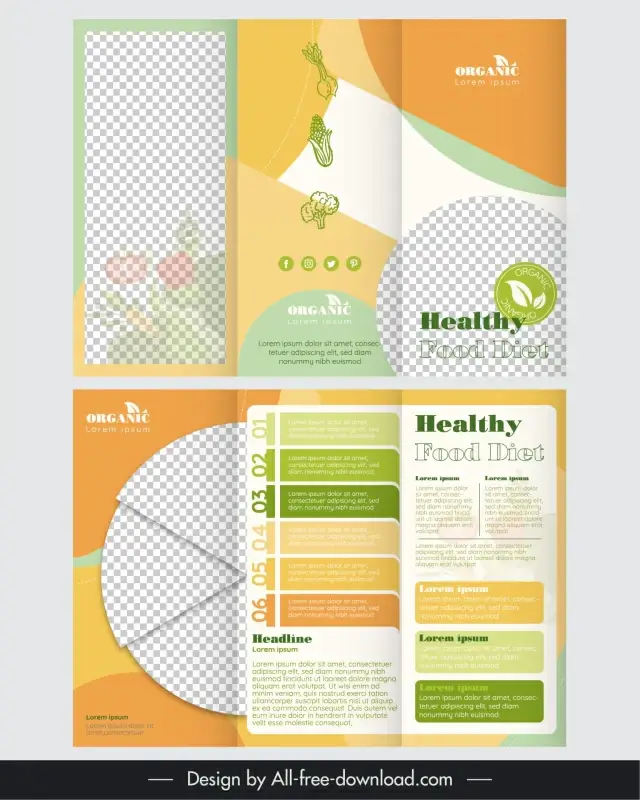 healthy food diet leaflet template elegant tri fold geometric