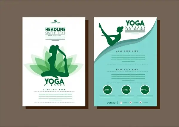 healthy lifestyle brochure female practicing yoga green silhouette