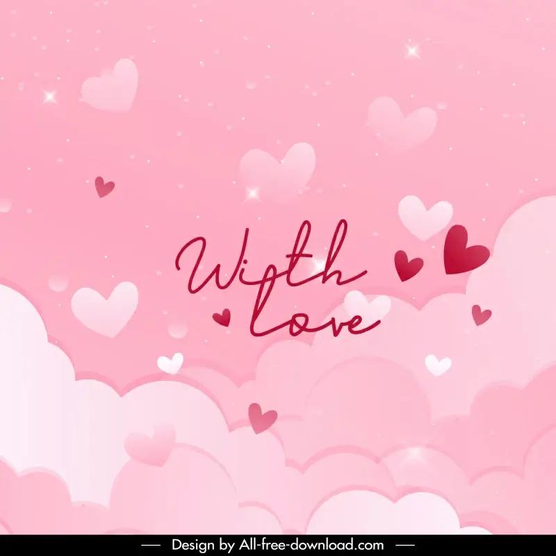 heart background template elegant hearts clouds 
