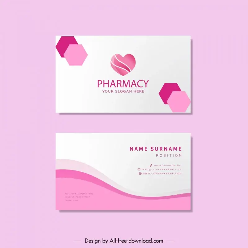 heart hexagon shaped business card template elegant pink white decor