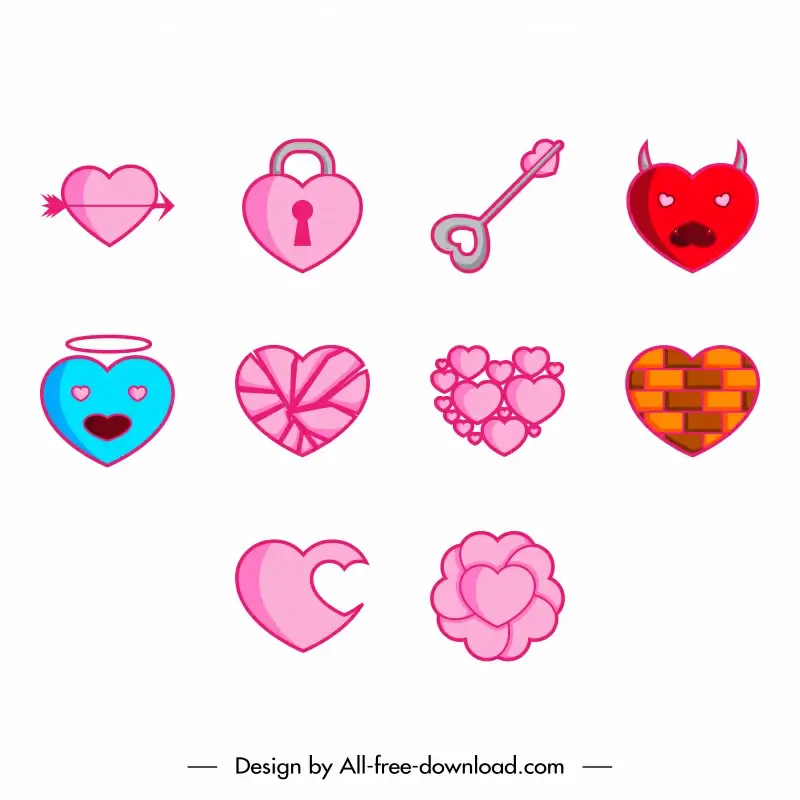 heart icon sets love symbols shapes sketch