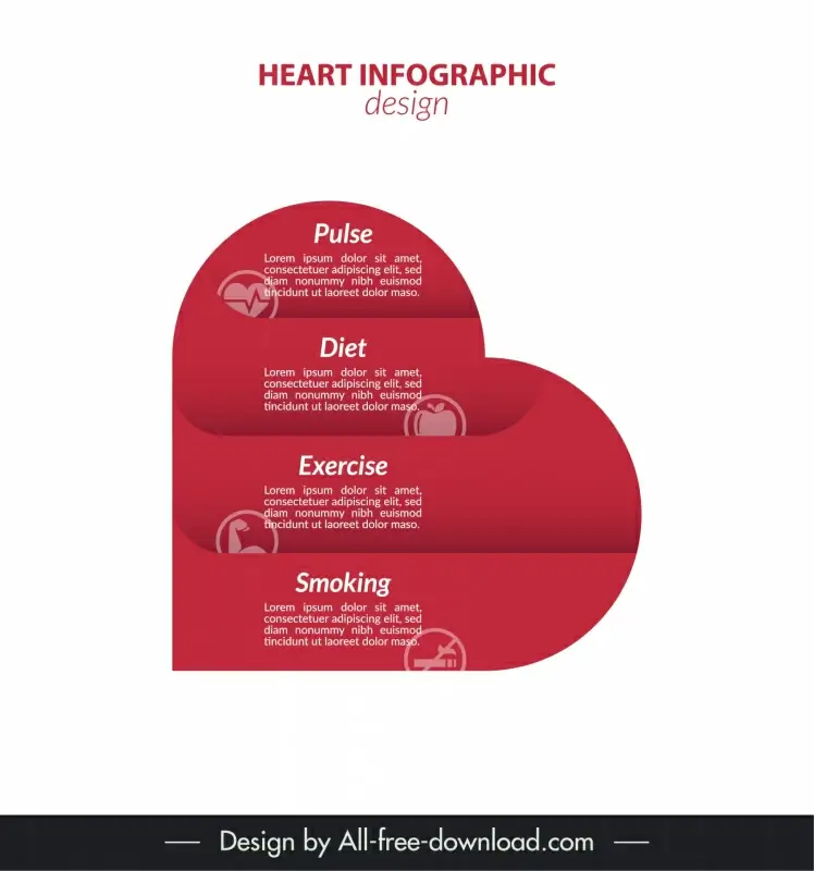 heart infographic design elements flat elegance 