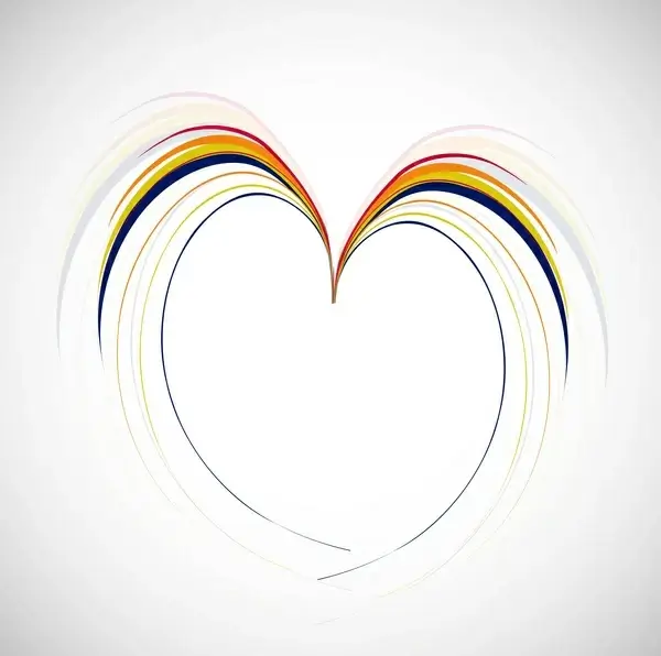 heart rainbow line shape valentine day vector illustration
