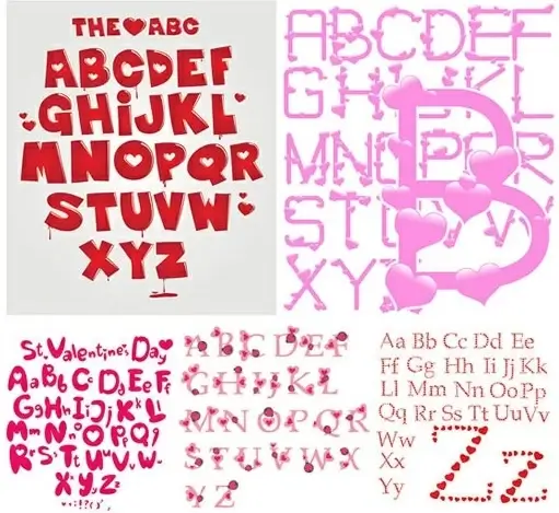 alphabet backgrounds heart shaped decor modern messy layout
