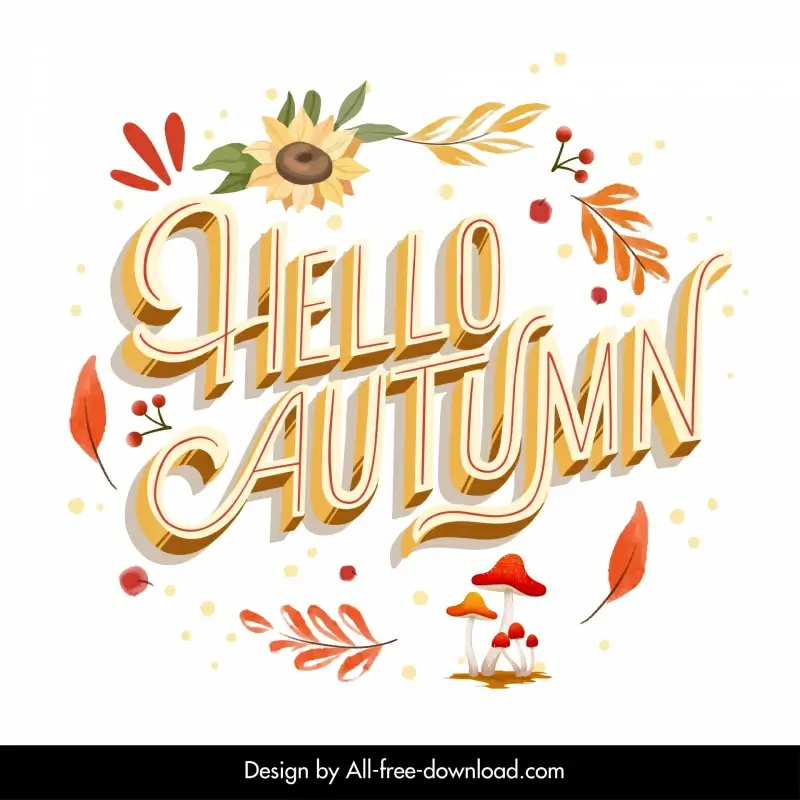 hello autumn typography banner template elegant nature elements