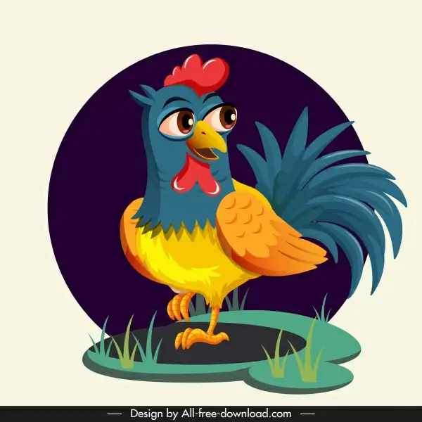 hen painting colorful cute cartoon design