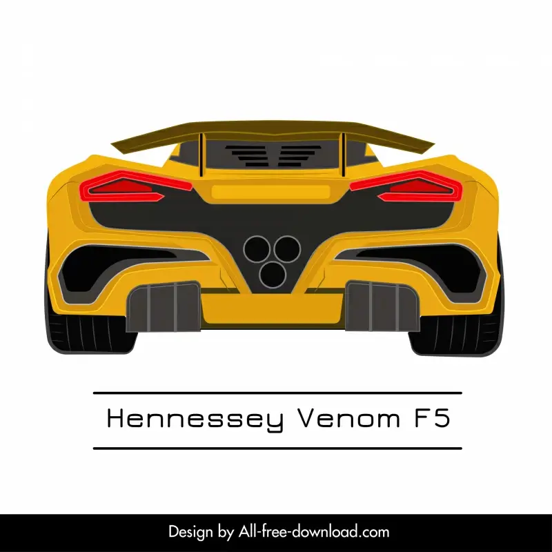 hennessey venom f5 car model icon modern symmetric rear view sketch