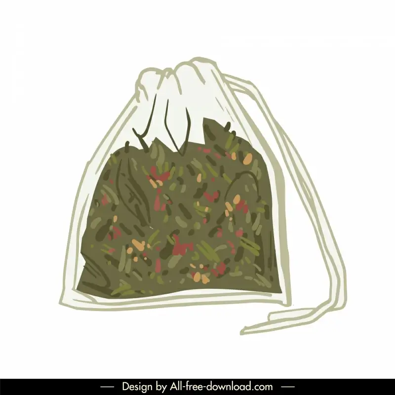 herbal tea bag icon flat classical handdrawn outline 