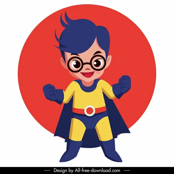 hero kid icon superman costume cute cartoon character