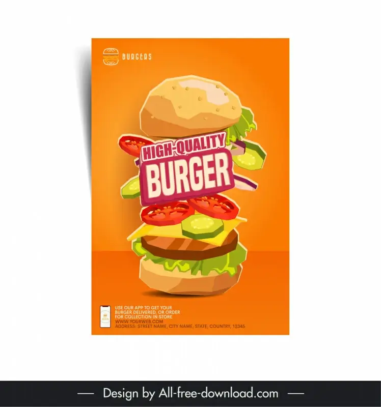 high quality burger flyer template classical handdrawn