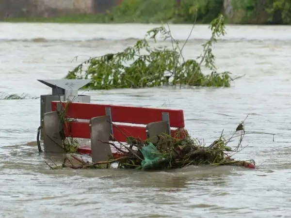 high water park bench flooded