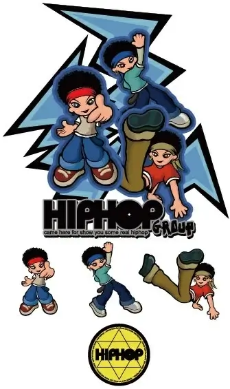 hiphop cartoon characters vector