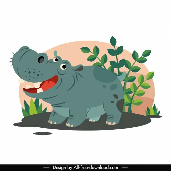 hippo animal icon funny cartoon character sketch