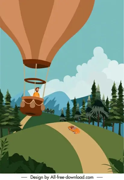holiday poster balloon adventure sketch cartoon design