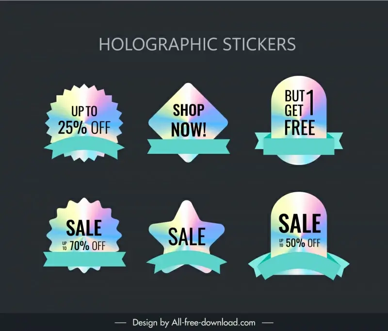 hologram labels templates collection modern different geometric shapes