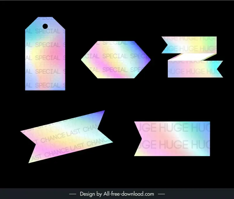 holographic iridescent texture stickers templates flat 3d geometric