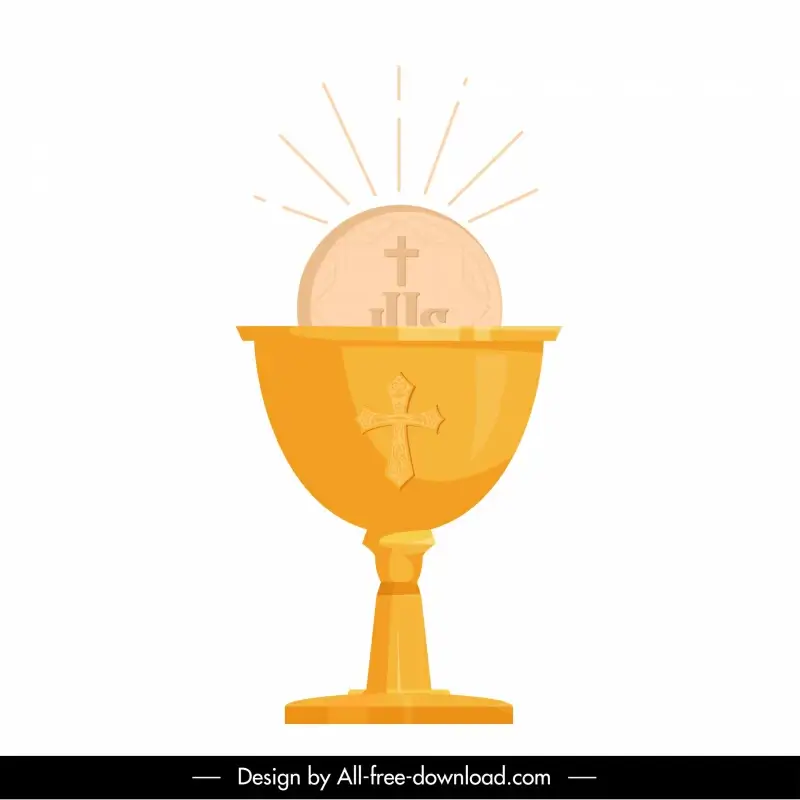 holy grail sign icon cup host cross symbol design