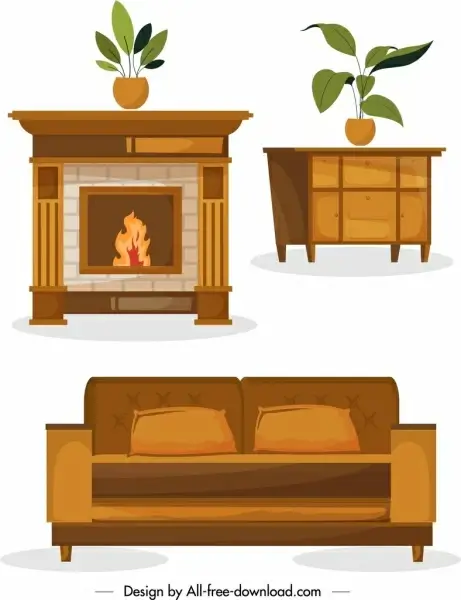 home furniture templates table sofa radiator icons