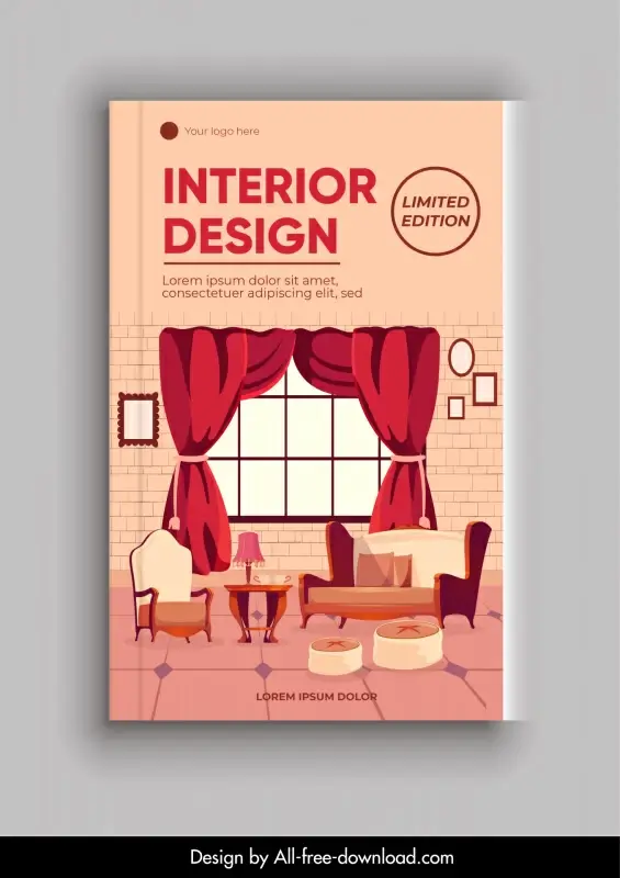 home interior book cover template elegant classic design