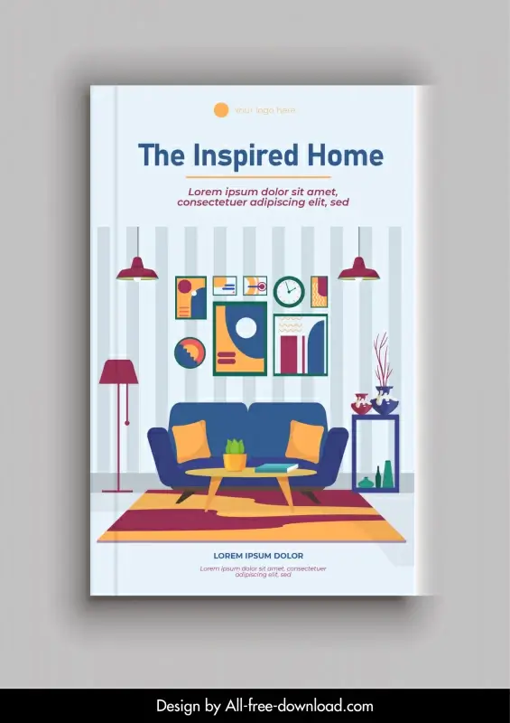 home interior book cover template elegant modern design