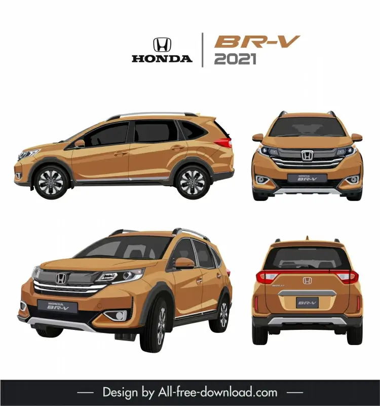 honda br v 2021 car models advertising template modern different views sketch