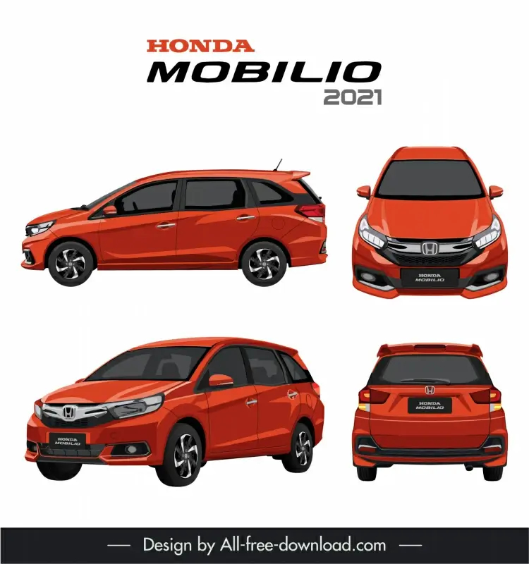honda mobilio 2021 car models advertising template modern different views sketch