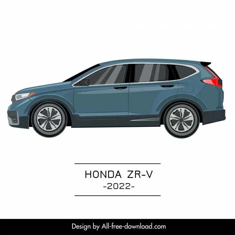 honda zr v 2022 car model icon flat modern side view design 