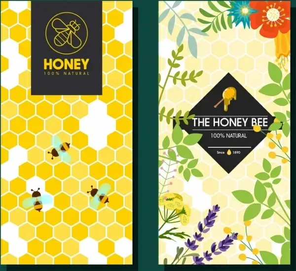 honey advertisement templates honeycomb background bee flowers decoration