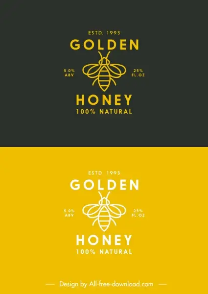 honey bee logotype flat handdrawn sketch