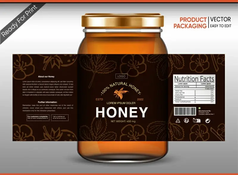honey packaging template elegant dark 